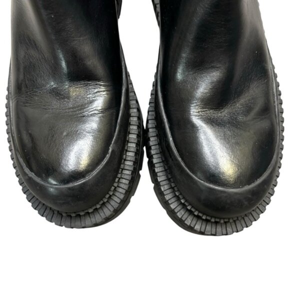 NWT* ZARA Black Leather Traktor Leather Ankle Boots Size 39 Women's 1134/810 - Picture 3 of 6